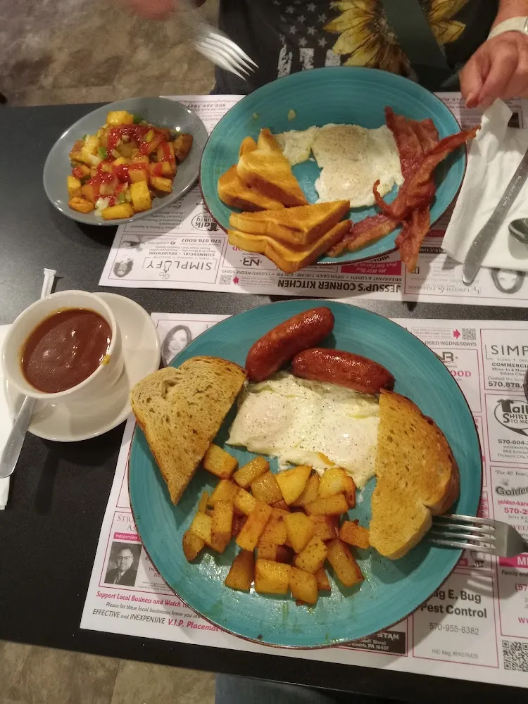 2 Eggs Homefries Toast and Sausage with a Side of Gravy