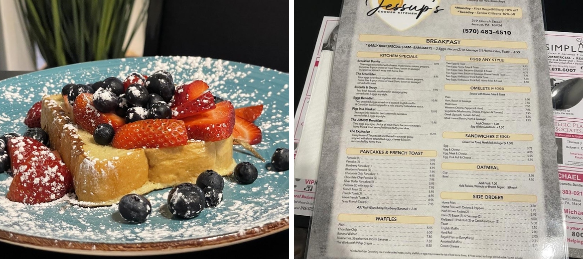 Jessup's Corner Kitchen Menu