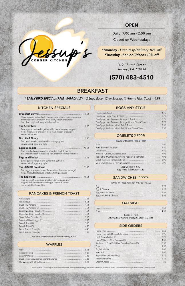 Jessup's Corner Kitchen Menu image 1